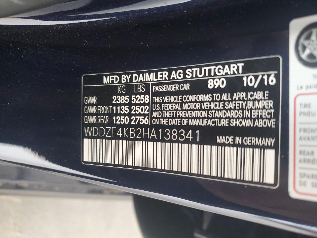 2017 Mercedes-Benz E 300 4Matic VIN: WDDZF4KB2HA138341 Lot: 64993815