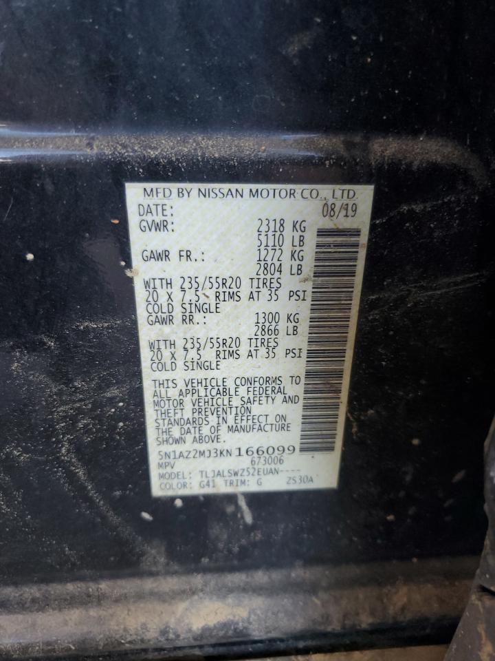 2019 Nissan Murano S VIN: 5N1AZ2MJ3KN166099 Lot: 66575725