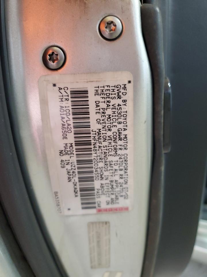 2002 Lexus Sc 430 VIN: JTHFN48Y720034550 Lot: 64511535