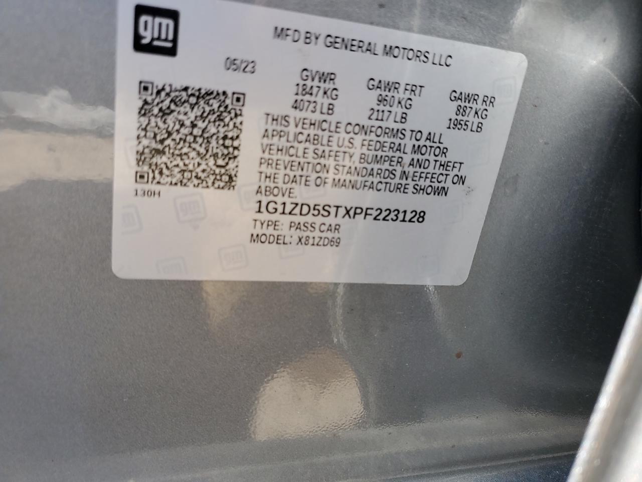 1g1zd5stxpf223128 1G1ZD5STXPF223128 2023 Chevrolet Malibu Lt