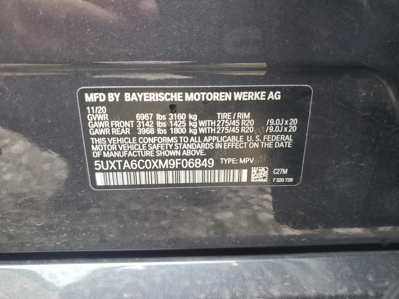 2021 BMW X5 xDrive45E VIN: 5UXTA6C0XM9F06849 Lot: 62994585