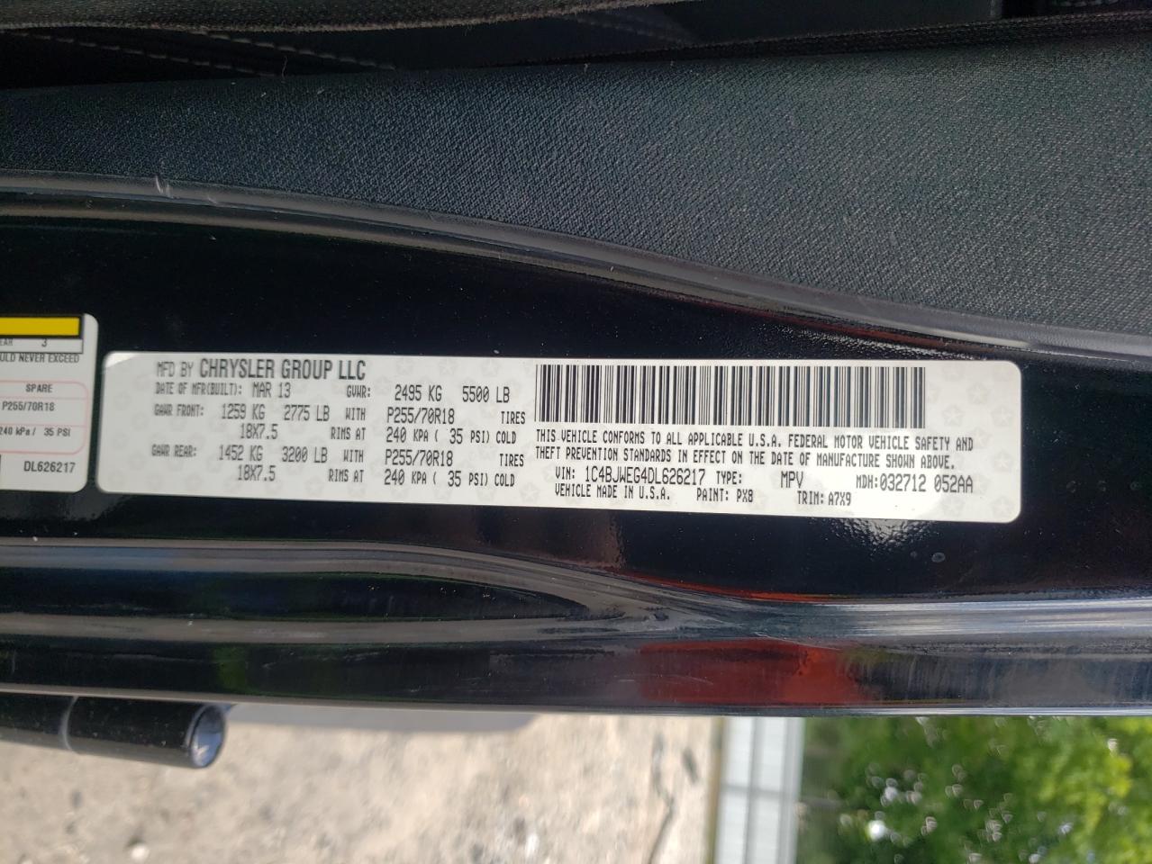 2013 Jeep Wrangler Unlimited Sahara VIN: 1C4BJWEG4DL626217 Lot: 65146035