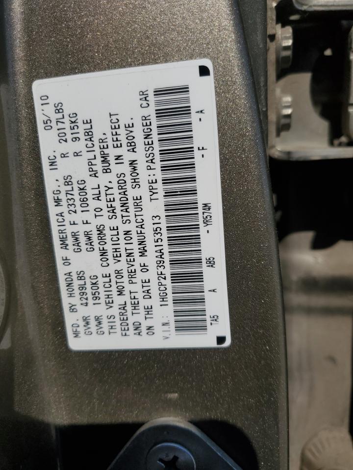2010 Honda Accord Lx VIN: 1HGCP2F39AA153513 Lot: 64329585