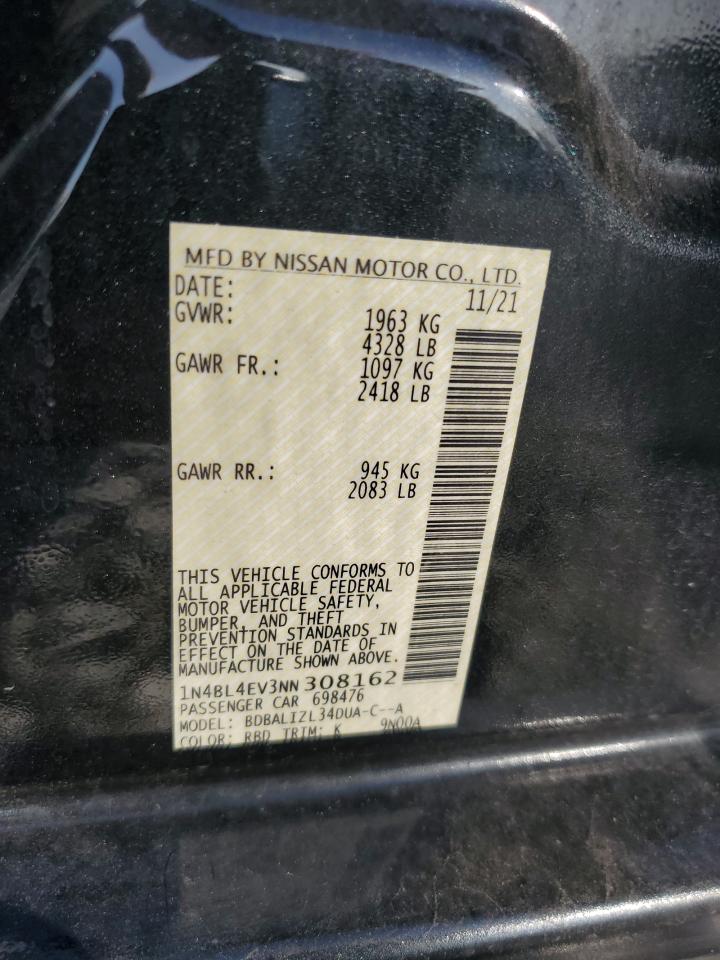 2022 Nissan Altima Sl VIN: 1N4BL4EV3NN308162 Lot: 64577965
