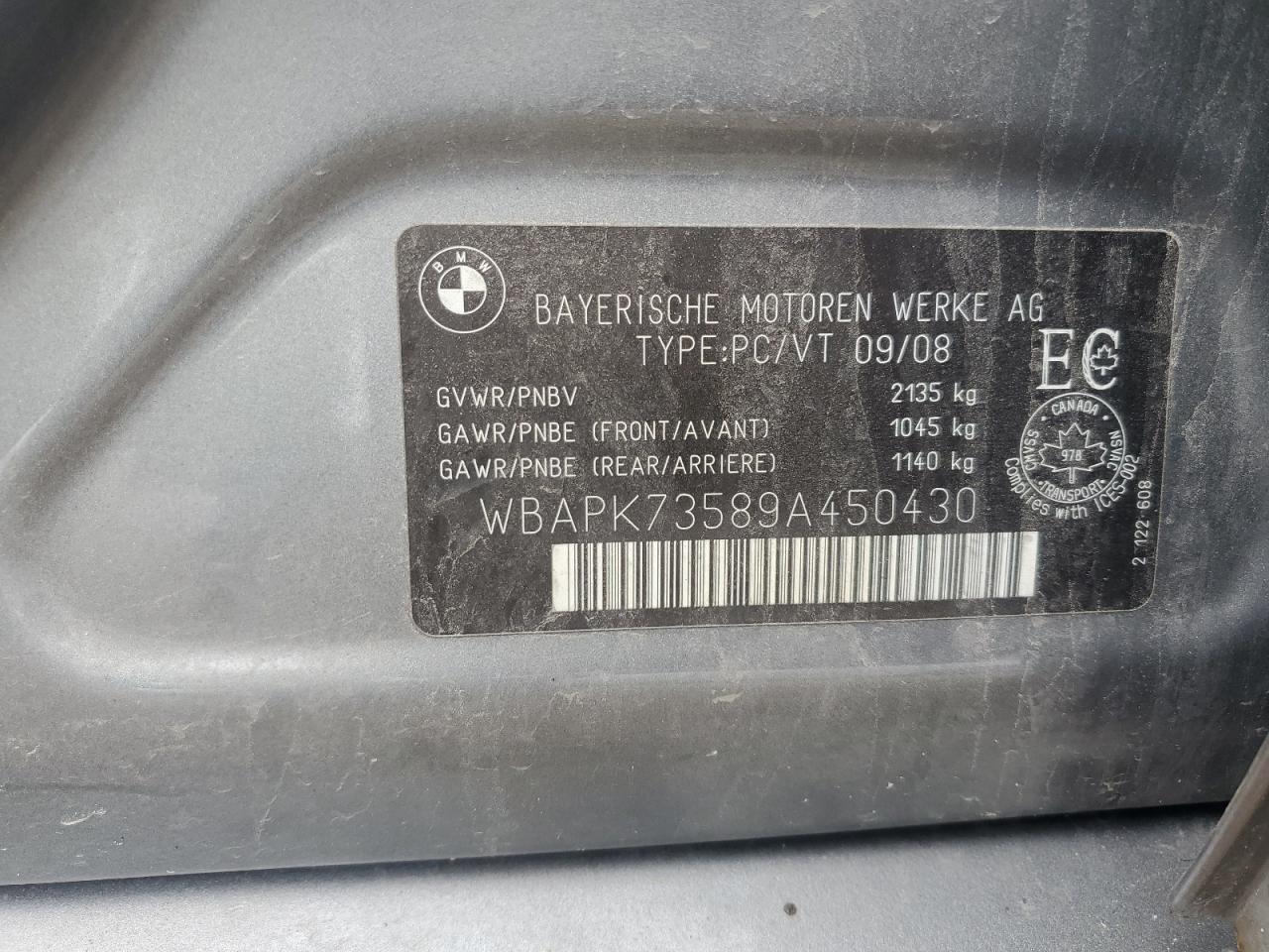 2009 BMW 328 Xi VIN: WBAPK73589A450430 Lot: 63914535