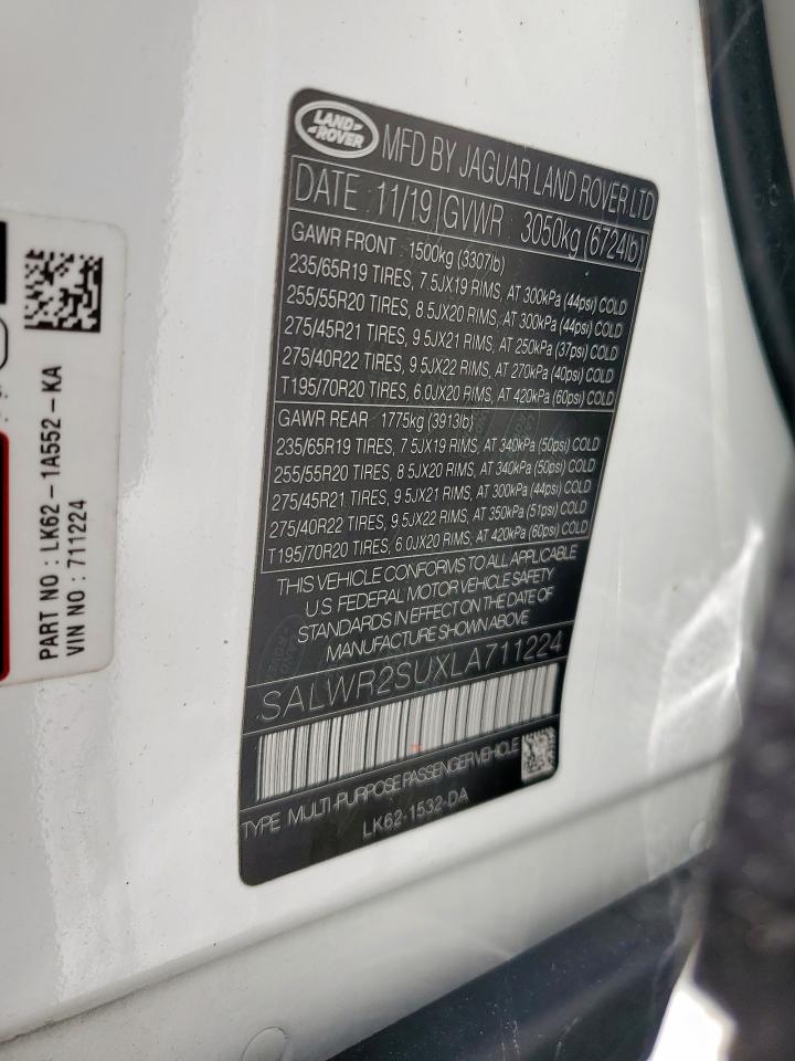 2020 Land Rover Range Rover Sport Hse VIN: SALWR2SUXLA711224 Lot: 65022995