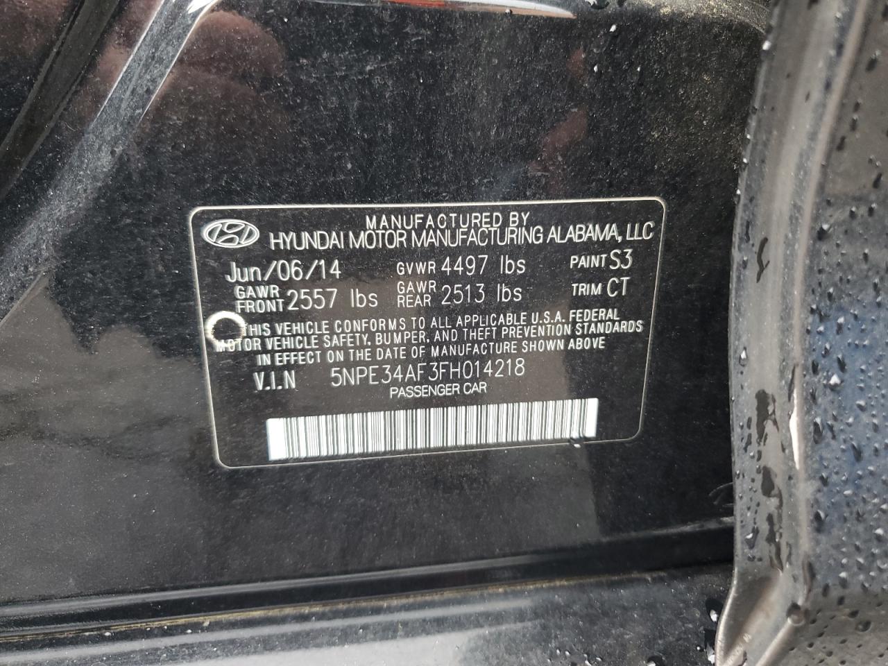 2015 Hyundai Sonata Sport VIN: 5NPE34AF3FH014218 Lot: 64018385