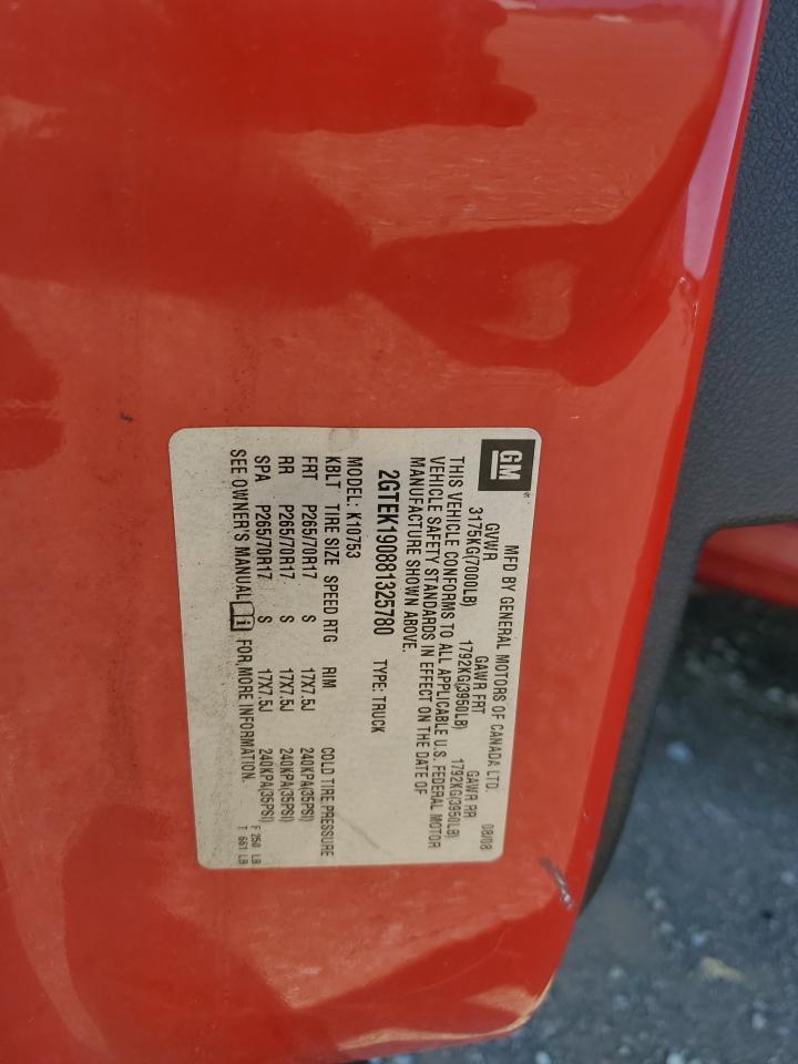 2008 GMC Sierra K1500 VIN: 2GTEK190881325780 Lot: 64060135