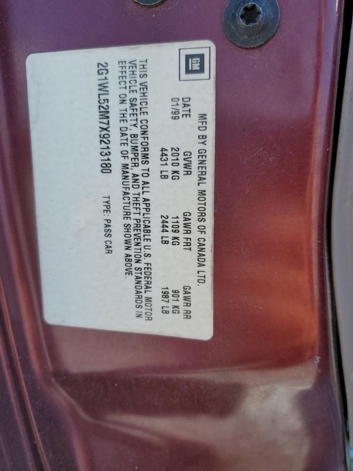 1999 Chevrolet Lumina Base VIN: 2G1WL52M7X9213180 Lot: 63282965