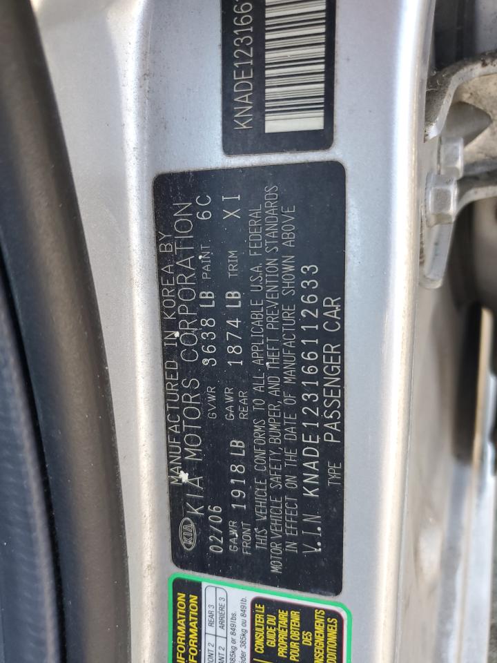 2006 Kia Rio VIN: KNADE123166112633 Lot: 63666225