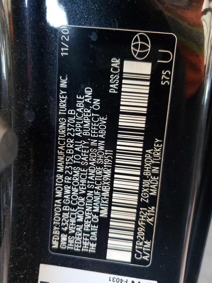2021 Toyota C-Hr Xle VIN: NMTKHMBX9MR119511 Lot: 62559515