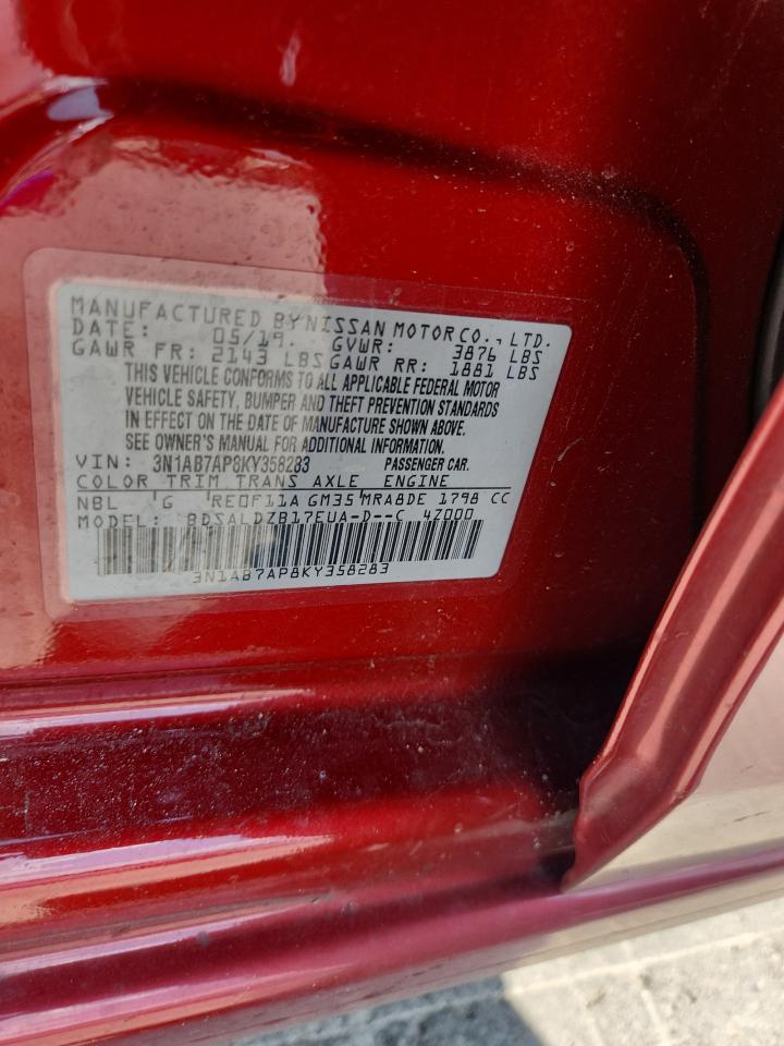 2019 Nissan Sentra S VIN: 3N1AB7AP8KY358283 Lot: 65243685