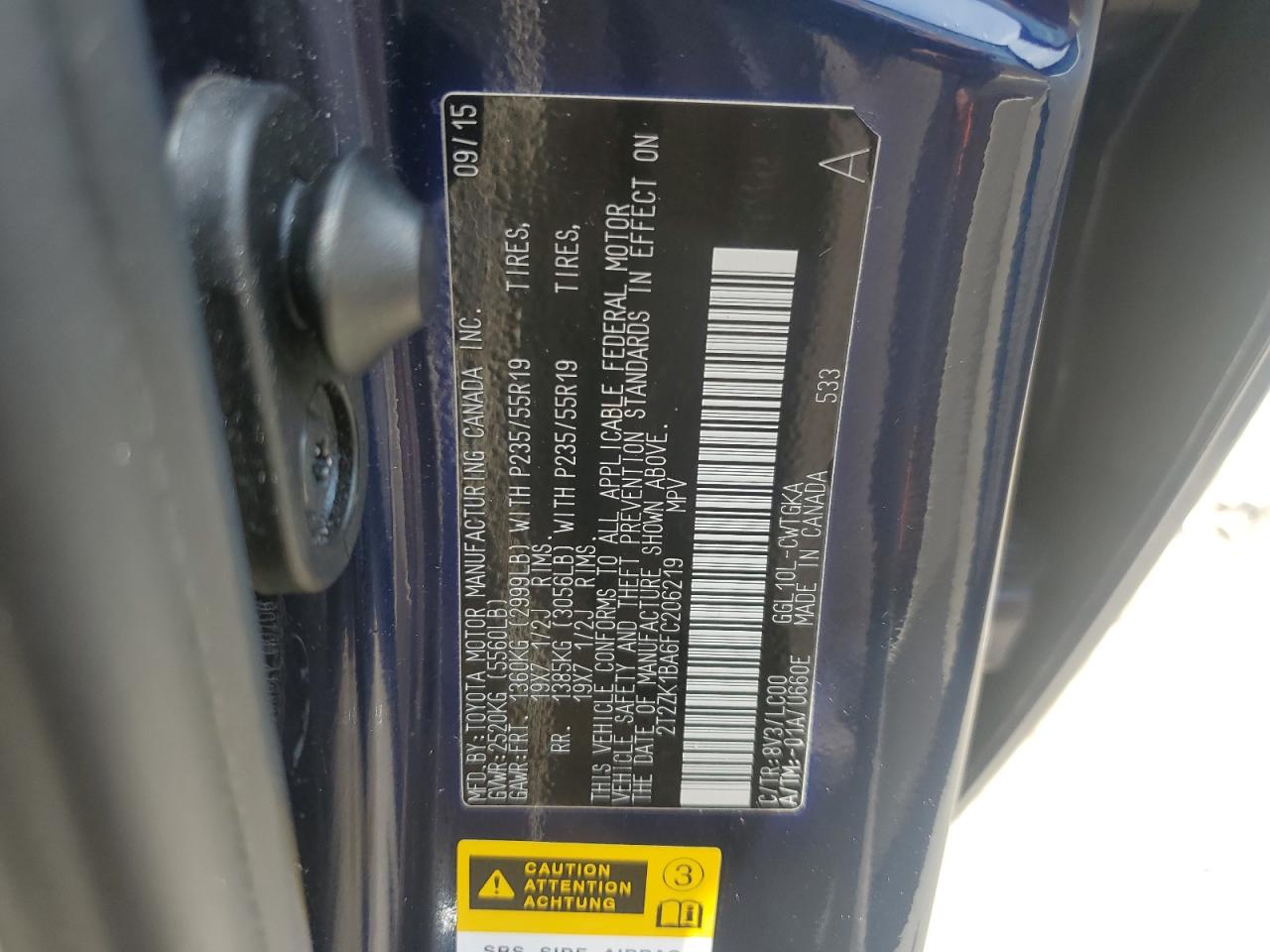 2015 Lexus Rx 350 VIN: 2T2ZK1BA6FC206219 Lot: 64673875