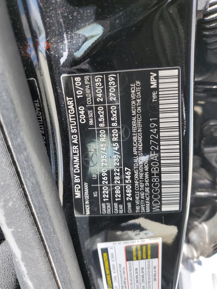2010 Mercedes-Benz Glk 350 4Matic VIN: WDCGG8HB0AF272491 Lot: 63375265