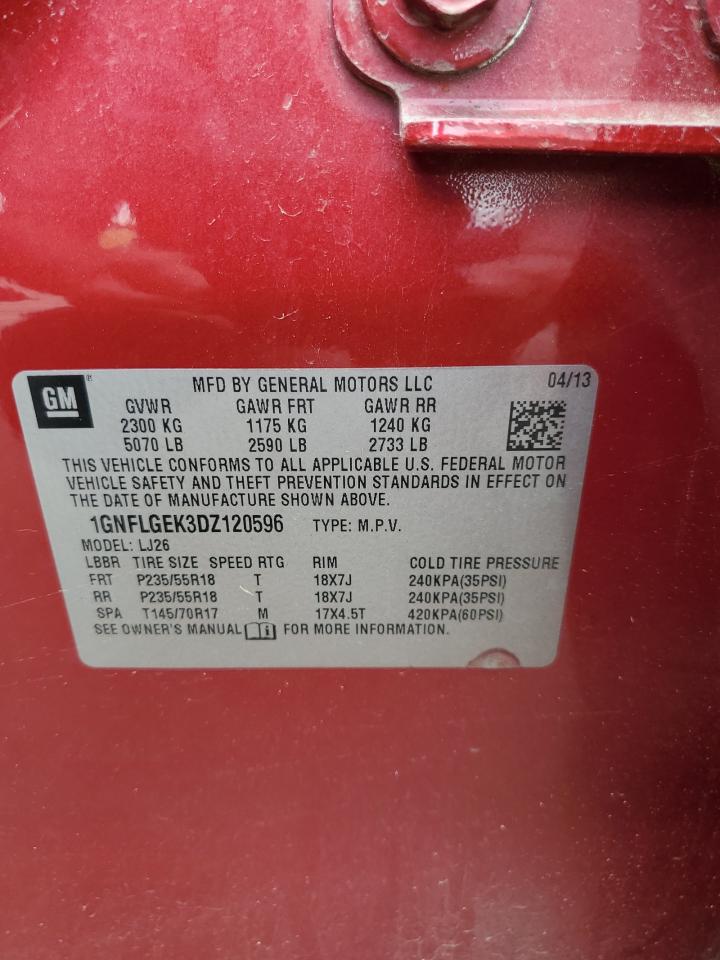 2013 Chevrolet Equinox Ltz VIN: 1GNFLGEK3DZ120596 Lot: 64457465