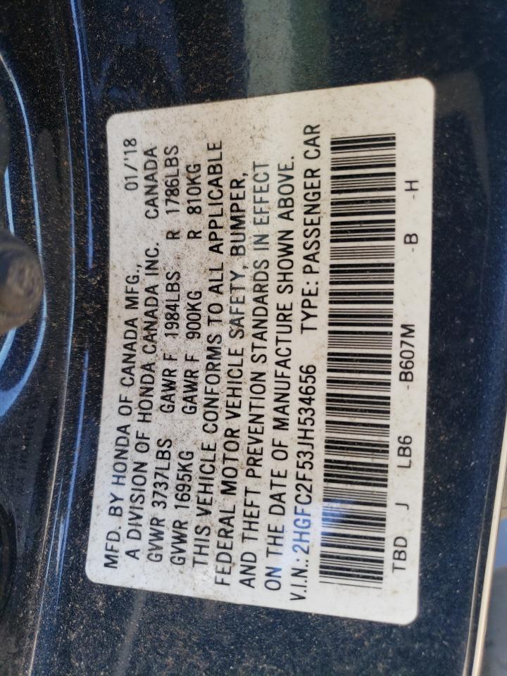2018 Honda Civic Lx VIN: 2HGFC2F53JH534656 Lot: 64793235