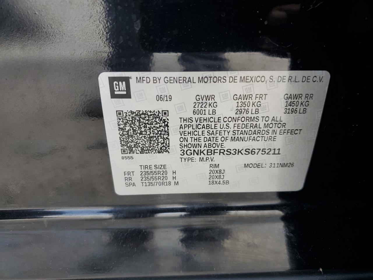 2019 Chevrolet Blazer Premier VIN: 3GNKBFRS3KS675211 Lot: 63753535