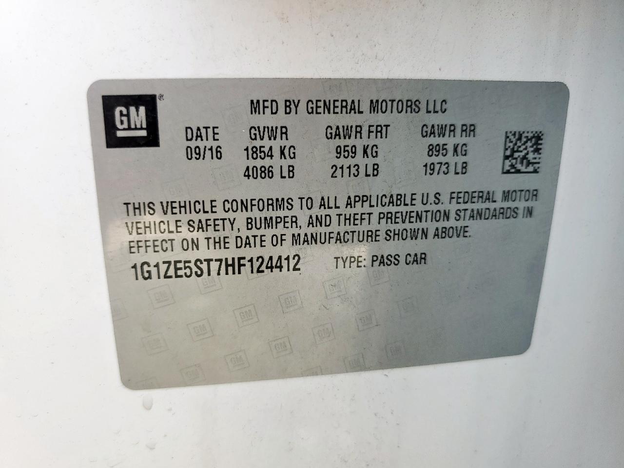 2017 Chevrolet Malibu Lt VIN: 1G1ZE5ST7HF124412 Lot: 64695785