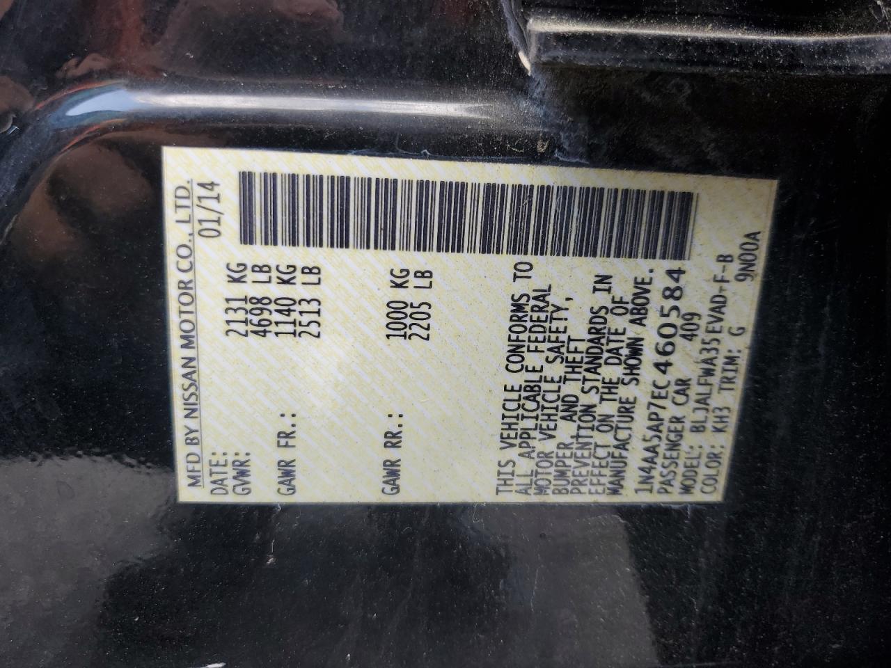2014 Nissan Maxima S VIN: 1N4AA5AP7EC460584 Lot: 63943245