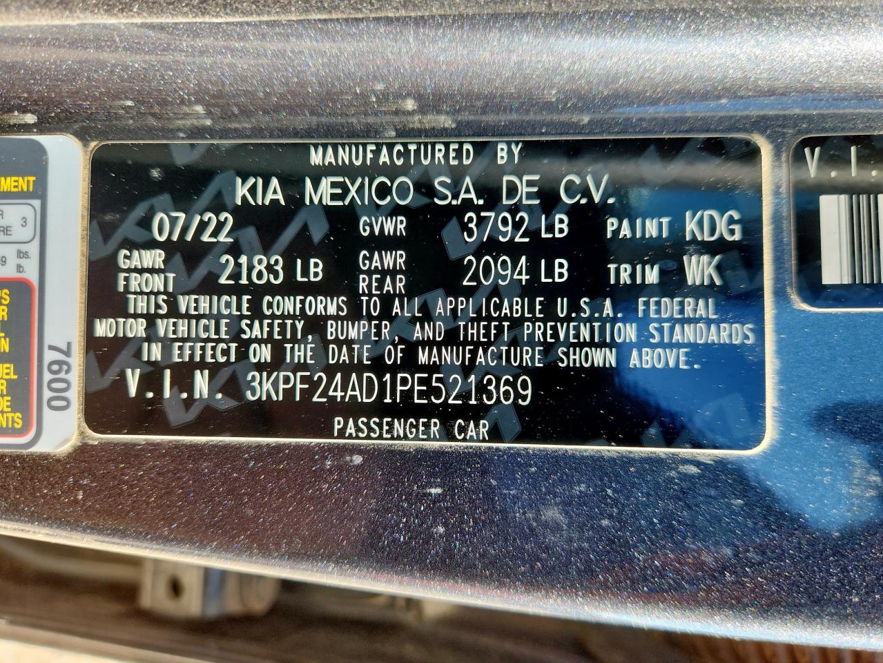 2023 Kia Forte Lx VIN: 3KPF24AD1PE521369 Lot: 63070815