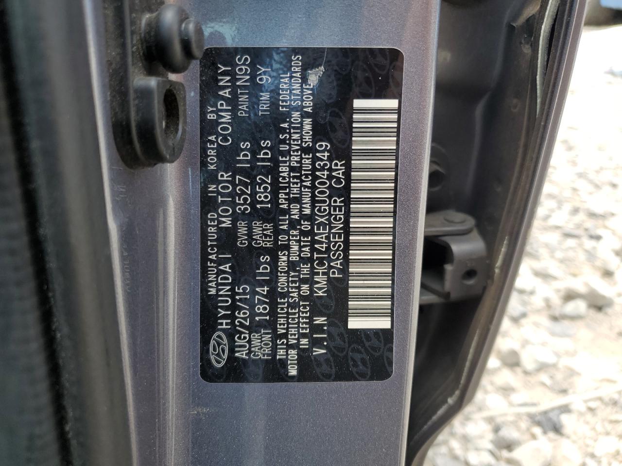 2016 Hyundai Accent Se VIN: KMHCT4AEXGU004349 Lot: 63579805