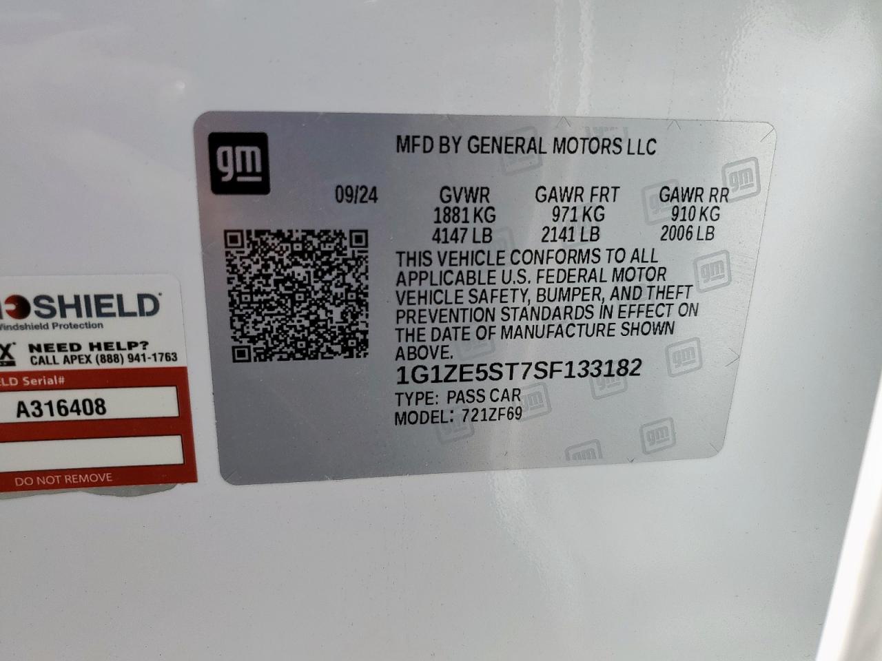 2025 Chevrolet Malibu Premier VIN: 1G1ZE5ST7SF133182 Lot: 65621665