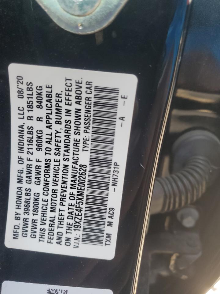 2021 Honda Insight Ex VIN: 19XZE4F5XME002628 Lot: 61095595