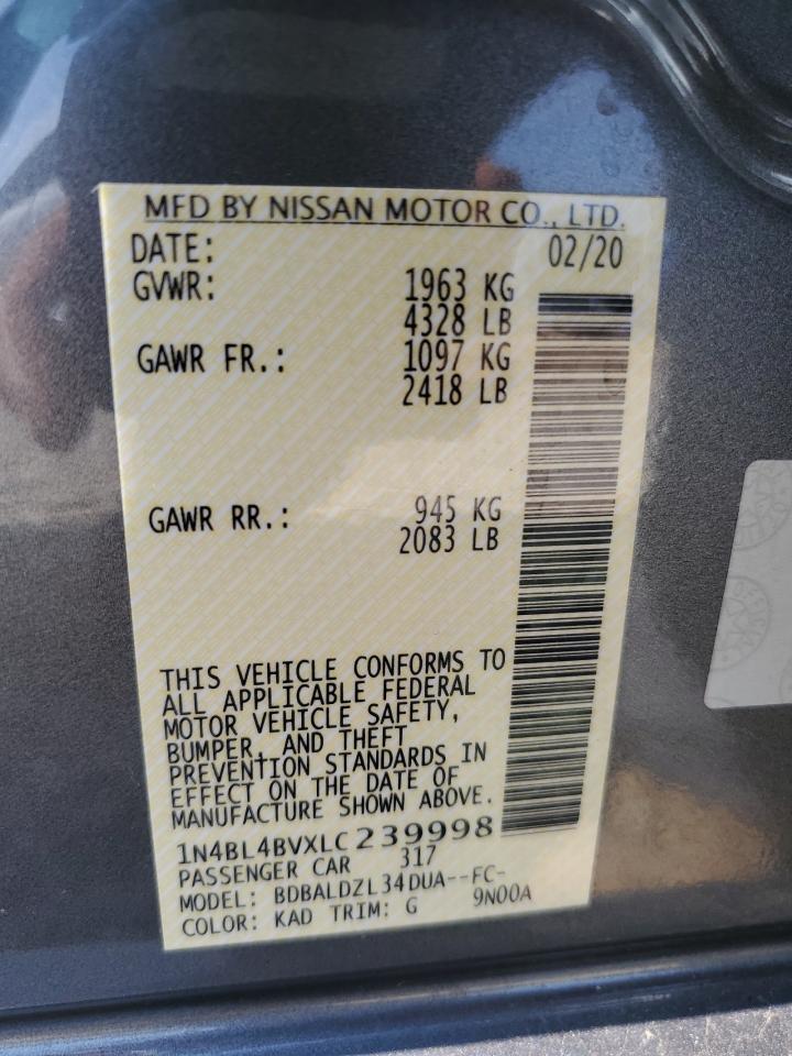 2020 Nissan Altima S VIN: 1N4BL4BVXLC239998 Lot: 63840605