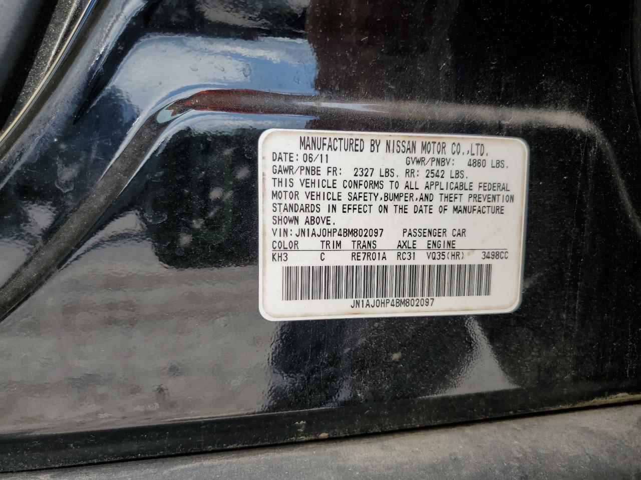 2011 Infiniti Ex35 Base VIN: JN1AJ0HP4BM802097 Lot: 64571485
