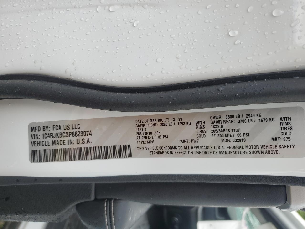 2023 Jeep Grand Cherokee L Limited VIN: 1C4RJKBG3P8823074 Lot: 65272395