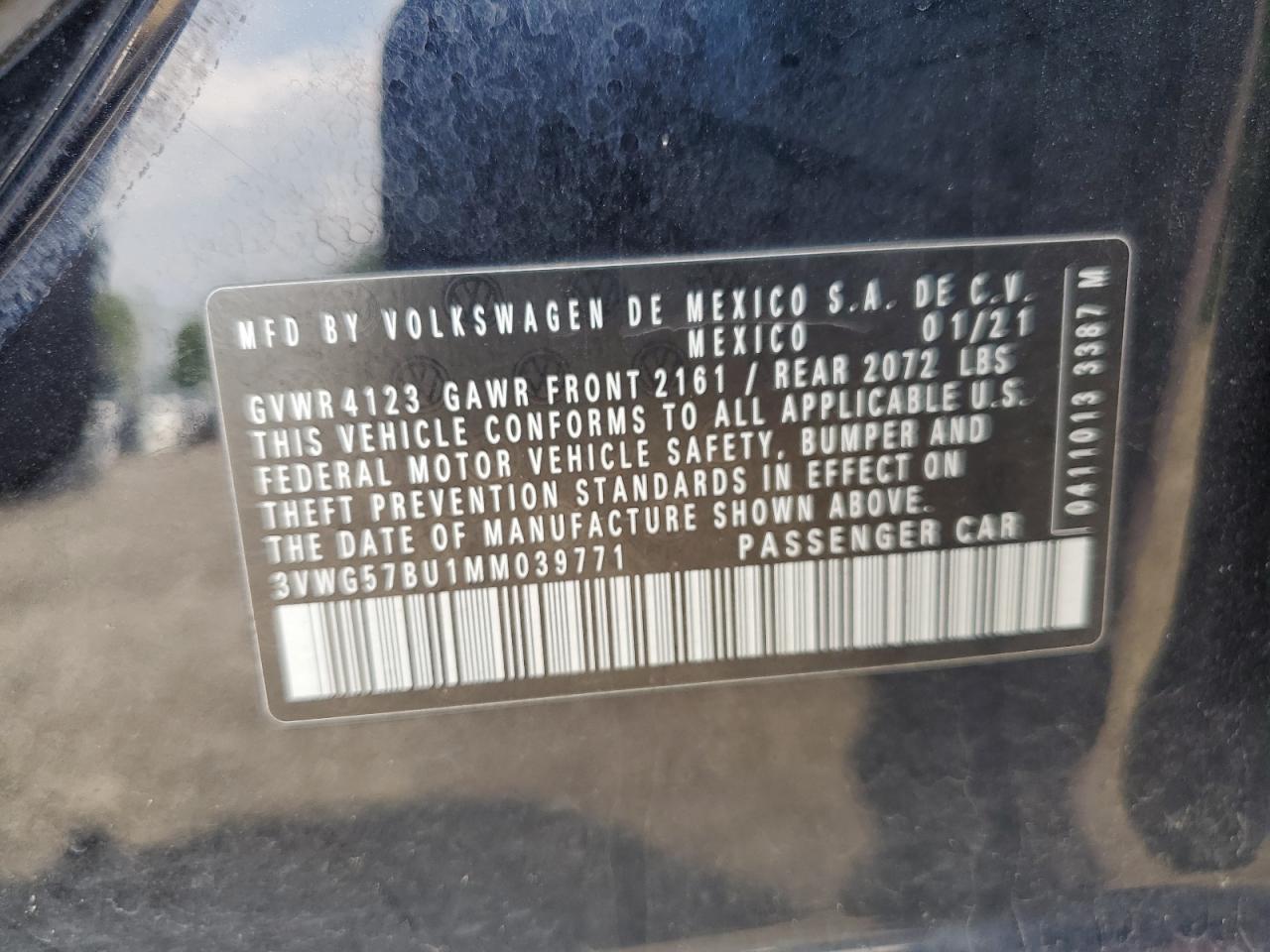 2021 Volkswagen Jetta Sel Premium VIN: 3VWG57BU1MM039771 Lot: 64644625