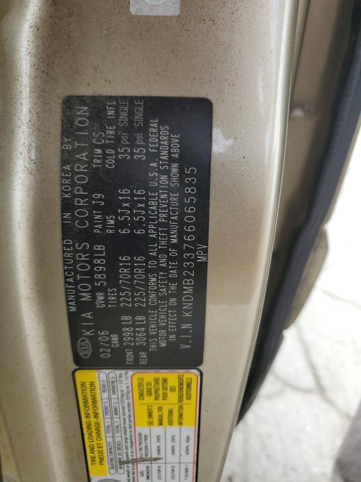 2006 Kia Sedona Ex VIN: KNDMB233766065835 Lot: 62636645