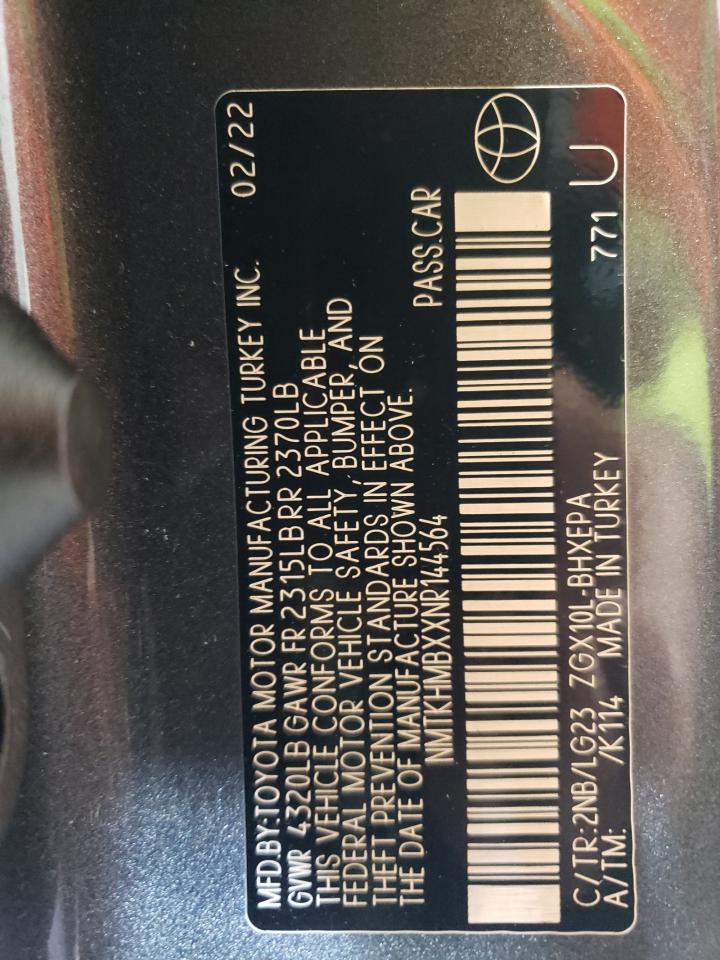 2022 Toyota C-Hr Xle VIN: NMTKHMBXXNR144564 Lot: 64500795