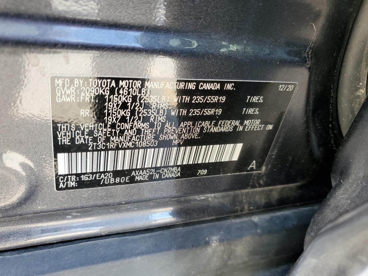 2021 Toyota Rav4 Xle Premium VIN: 2T3C1RFVXMC108503 Lot: 63522345