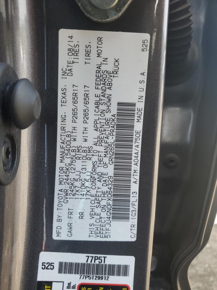 2015 Toyota Tacoma Double Cab Prerunner VIN: 5TFJU4GN0FX064329 Lot: 64901385