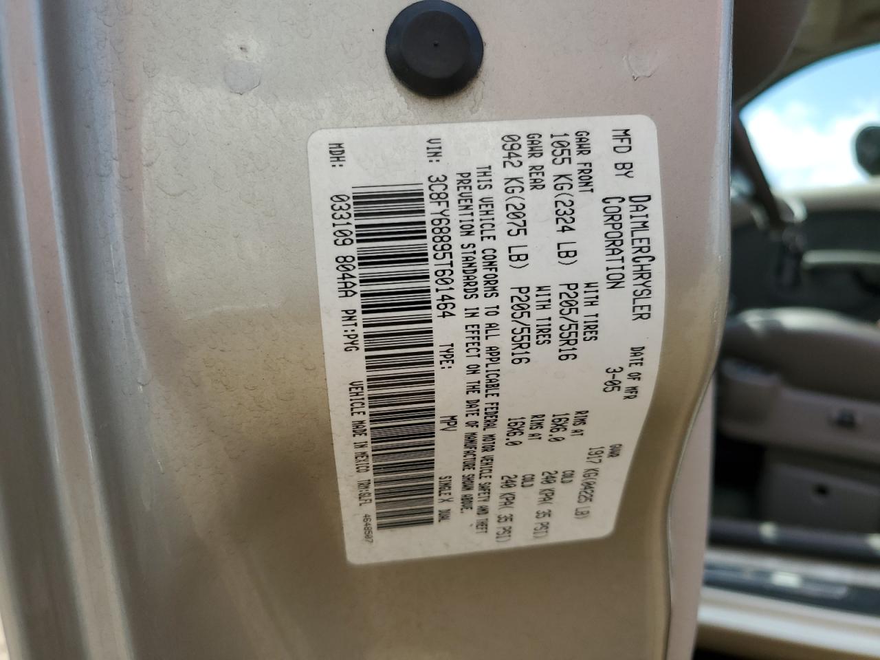 2005 Chrysler Pt Cruiser Limited VIN: 3C8FY68895T601464 Lot: 63828675