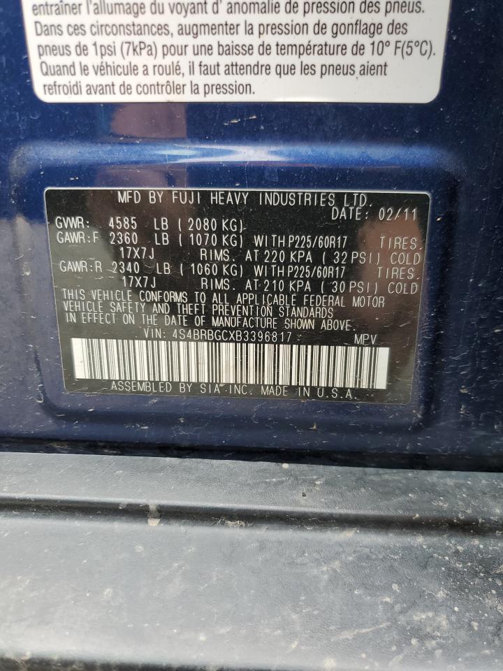 2011 Subaru Outback 2.5I Premium VIN: 4S4BRBGCXB3396817 Lot: 65272635