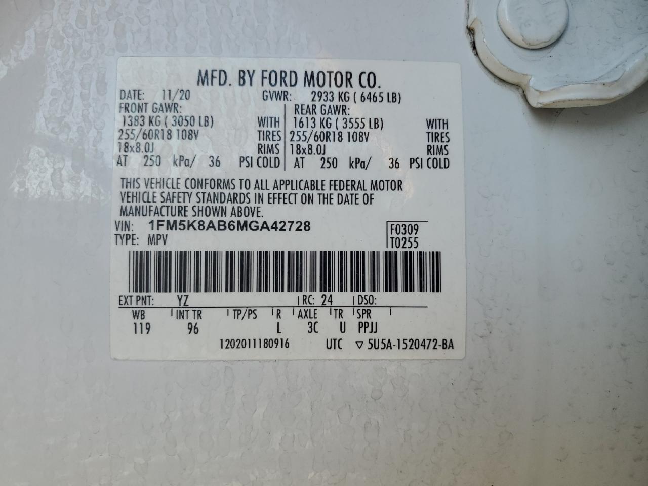 2021 Ford Explorer Police Interceptor VIN: 1FM5K8AB6MGA42728 Lot: 61202215