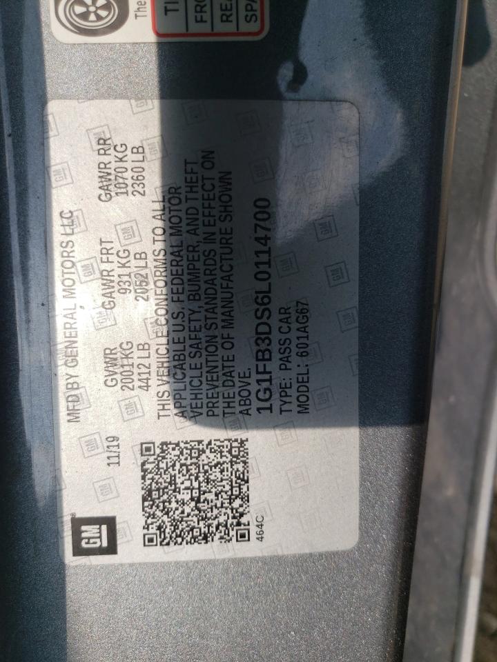 2020 Chevrolet Camaro Ls VIN: 1G1FB3DS6L0114700 Lot: 65920365