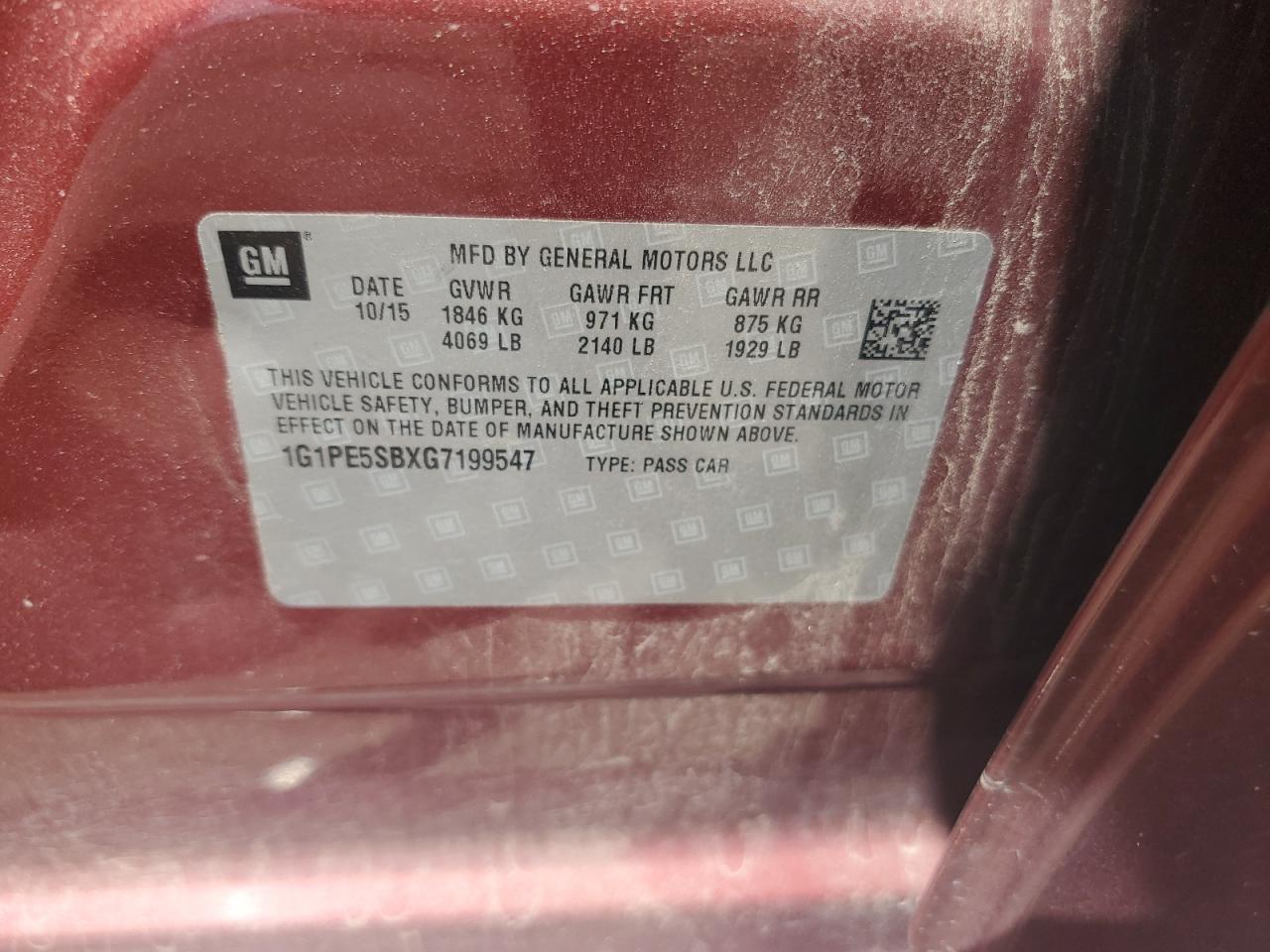 2016 Chevrolet Cruze Limited Lt VIN: 1G1PE5SBXG7199547 Lot: 62737145