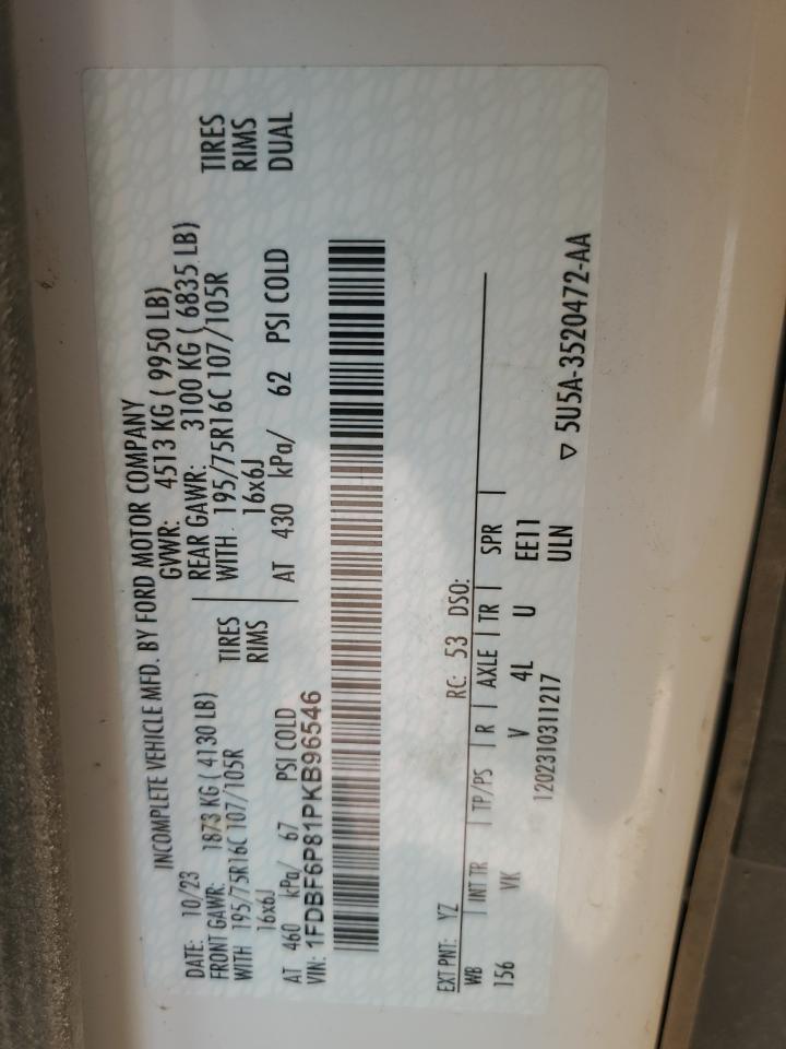 2023 Ford Transit T-350 Hd VIN: 1FDBF6P81PKB96546 Lot: 65969335