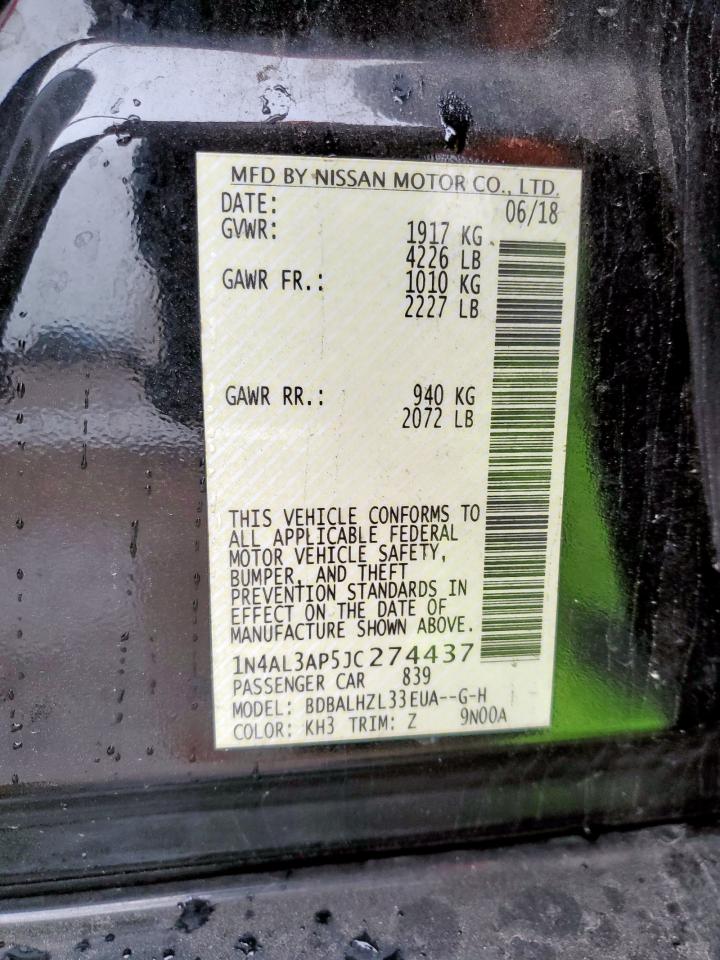 2018 Nissan Altima 2.5 VIN: 1N4AL3AP5JC274437 Lot: 63669195