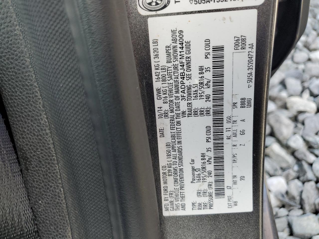 2015 Ford Fiesta Se VIN: 3FADP4BJ4FM144009 Lot: 64405955