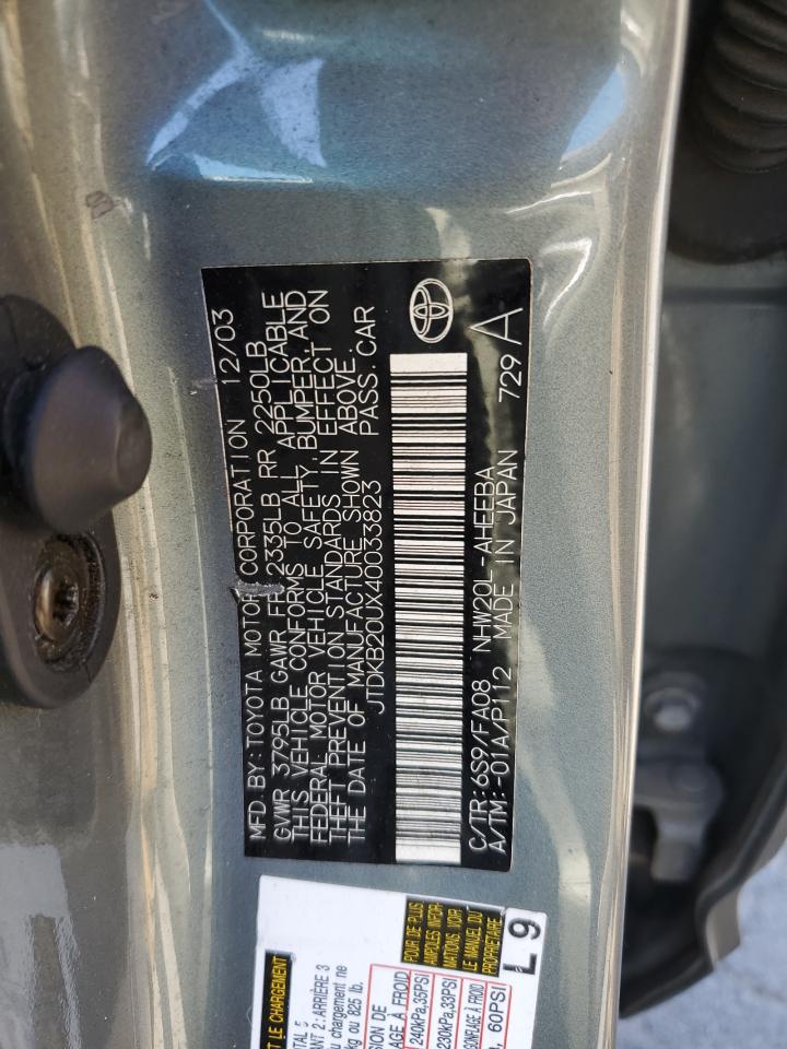 2004 Toyota Prius VIN: JTDKB20UX40033823 Lot: 65983385