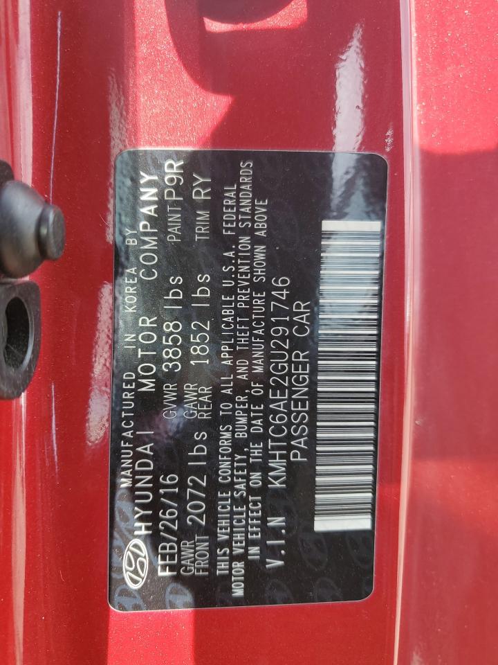 2016 Hyundai Veloster Turbo VIN: KMHTC6AE2GU291746 Lot: 63162665