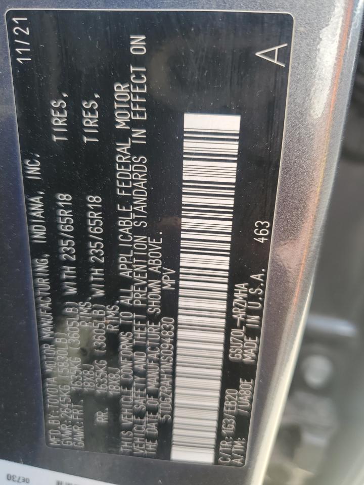 2022 Toyota Highlander Xle VIN: 5TDGZRAH1NS094830 Lot: 63444965