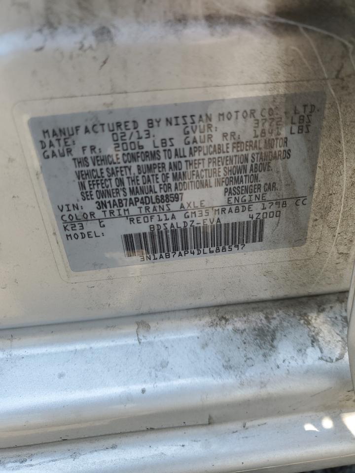 2013 Nissan Sentra S VIN: 3N1AB7AP4DL688597 Lot: 65066405