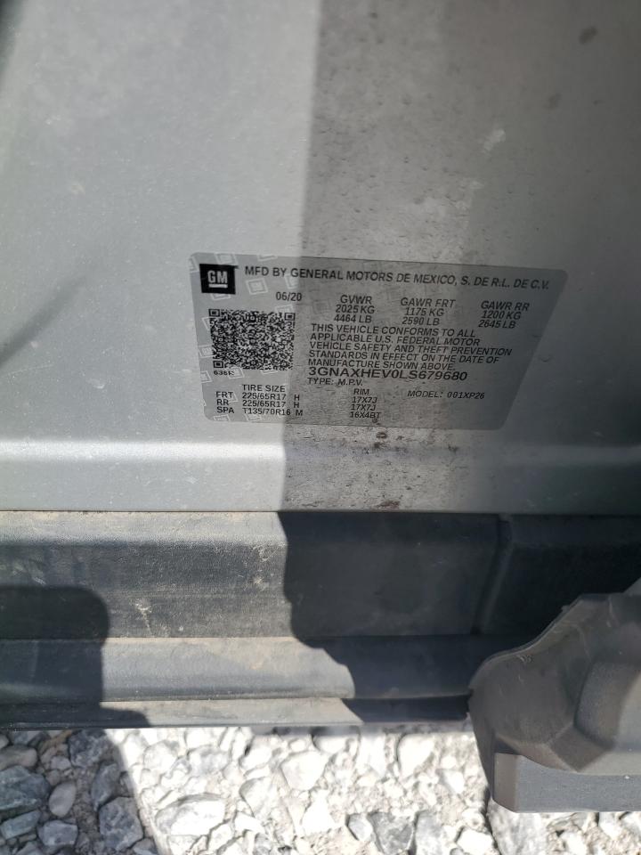 2020 Chevrolet Equinox Ls VIN: 3GNAXHEV0LS679680 Lot: 64928085