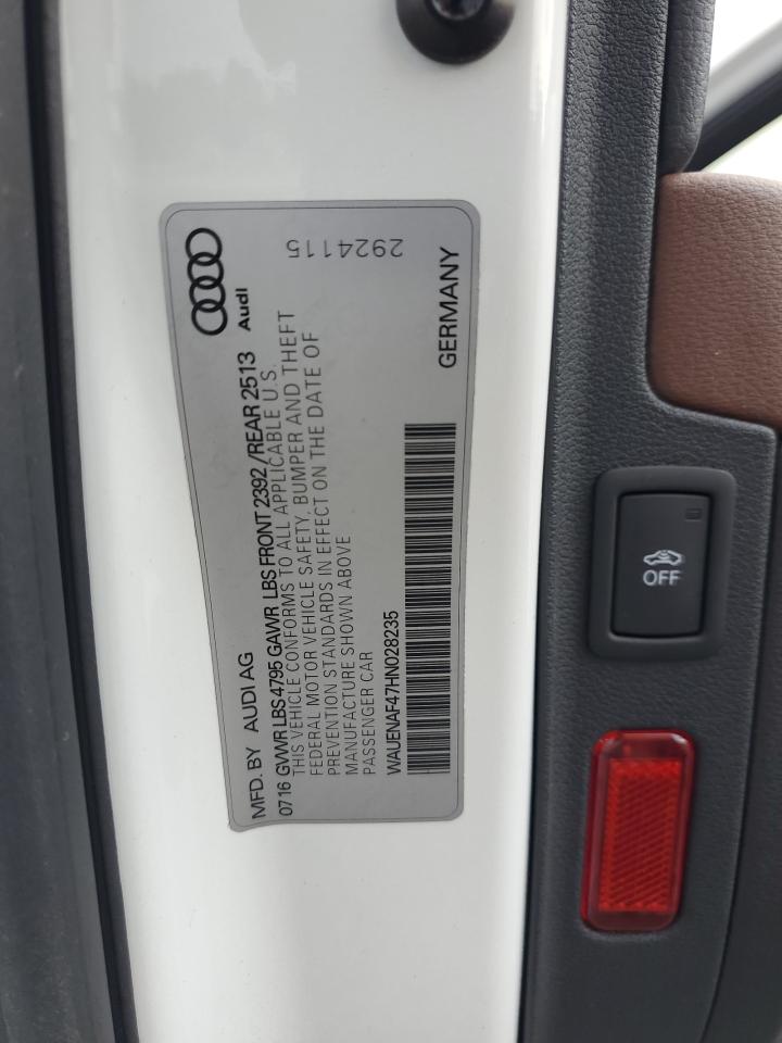 2017 Audi A4 Premium Plus VIN: WAUENAF47HN028235 Lot: 63670685