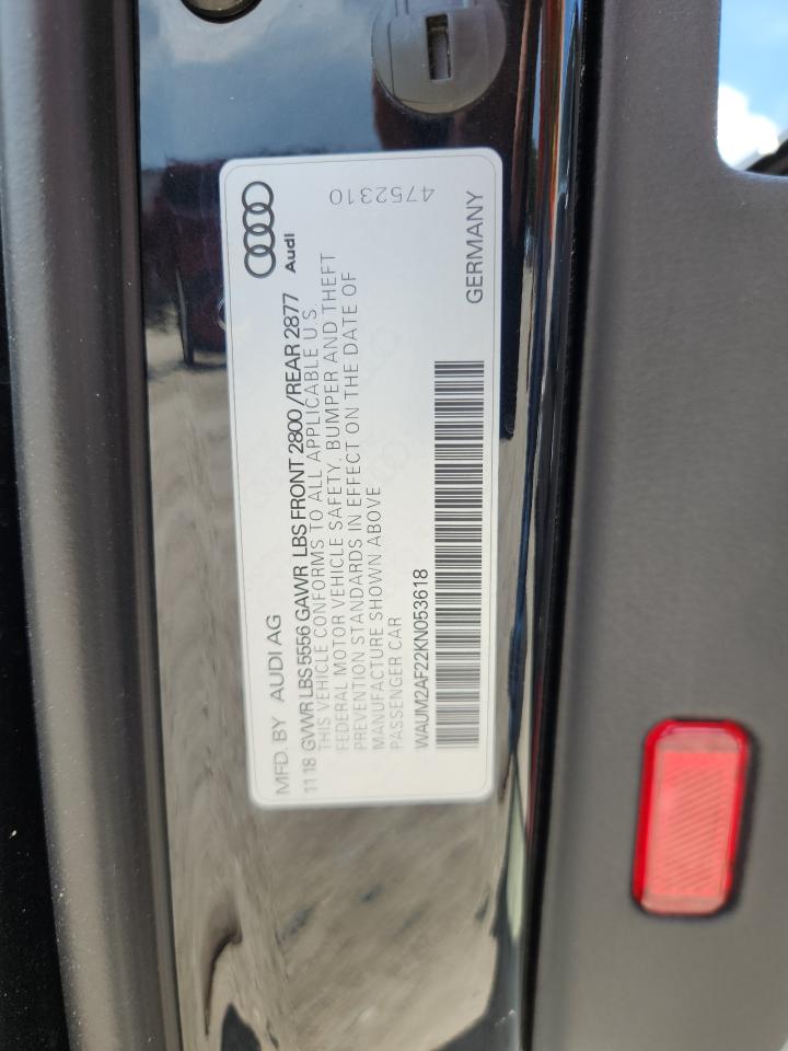 2019 Audi A6 Prestige VIN: WAUM2AF22KN053618 Lot: 64264135
